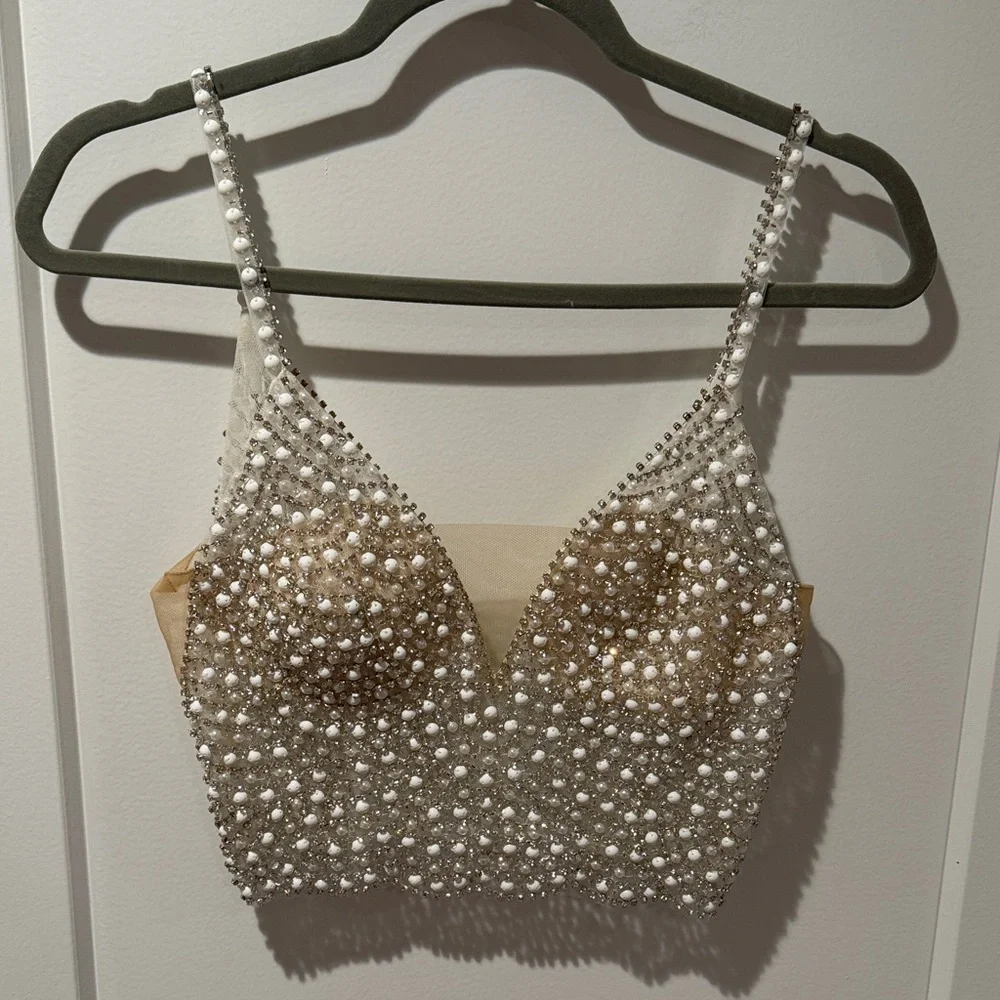 DB studio embellished spaghetti strap wedding top - Picture 2 of 5
